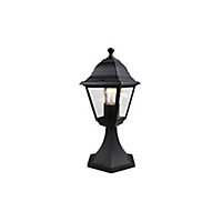 Lantern Black Mains-powered 1 lamp Outdoor Post light (H)370mm
