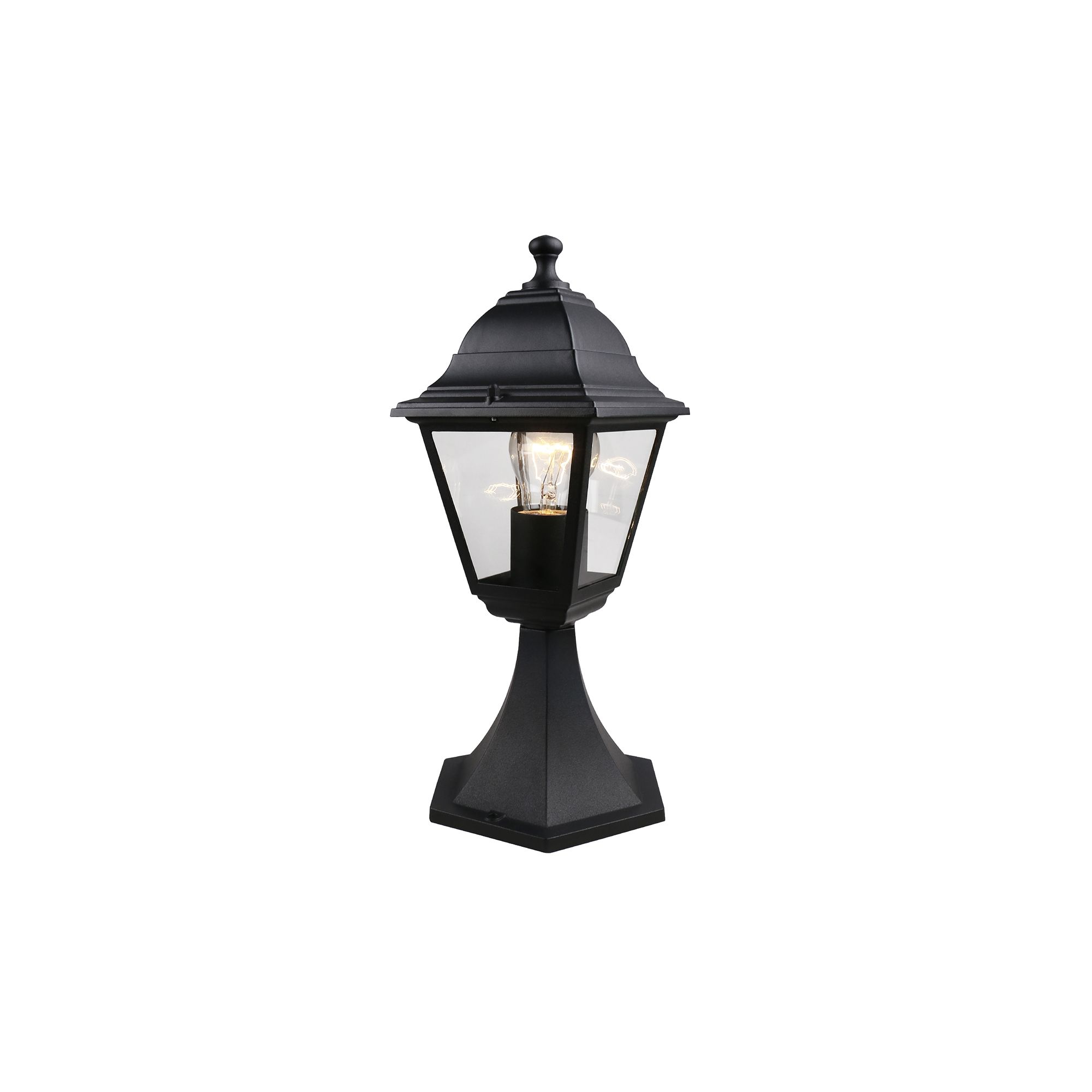 Lantern Black Mains-powered 1 lamp Outdoor Post light (H)370mm