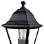 Lantern Black Mains-powered 1 lamp Outdoor Post light (H)370mm