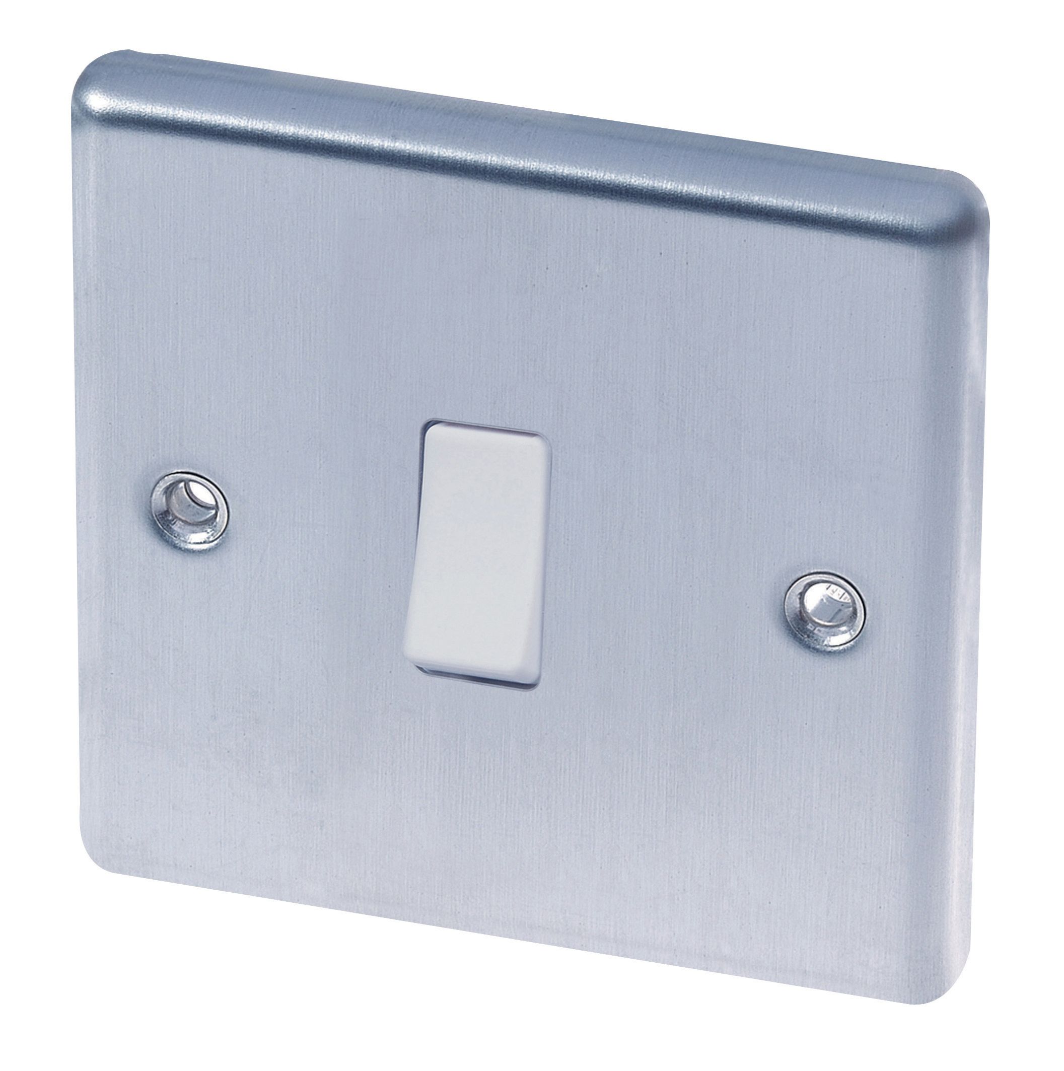 LAP 10A 2 way 1 gang Switch Grey Stainless steel effect