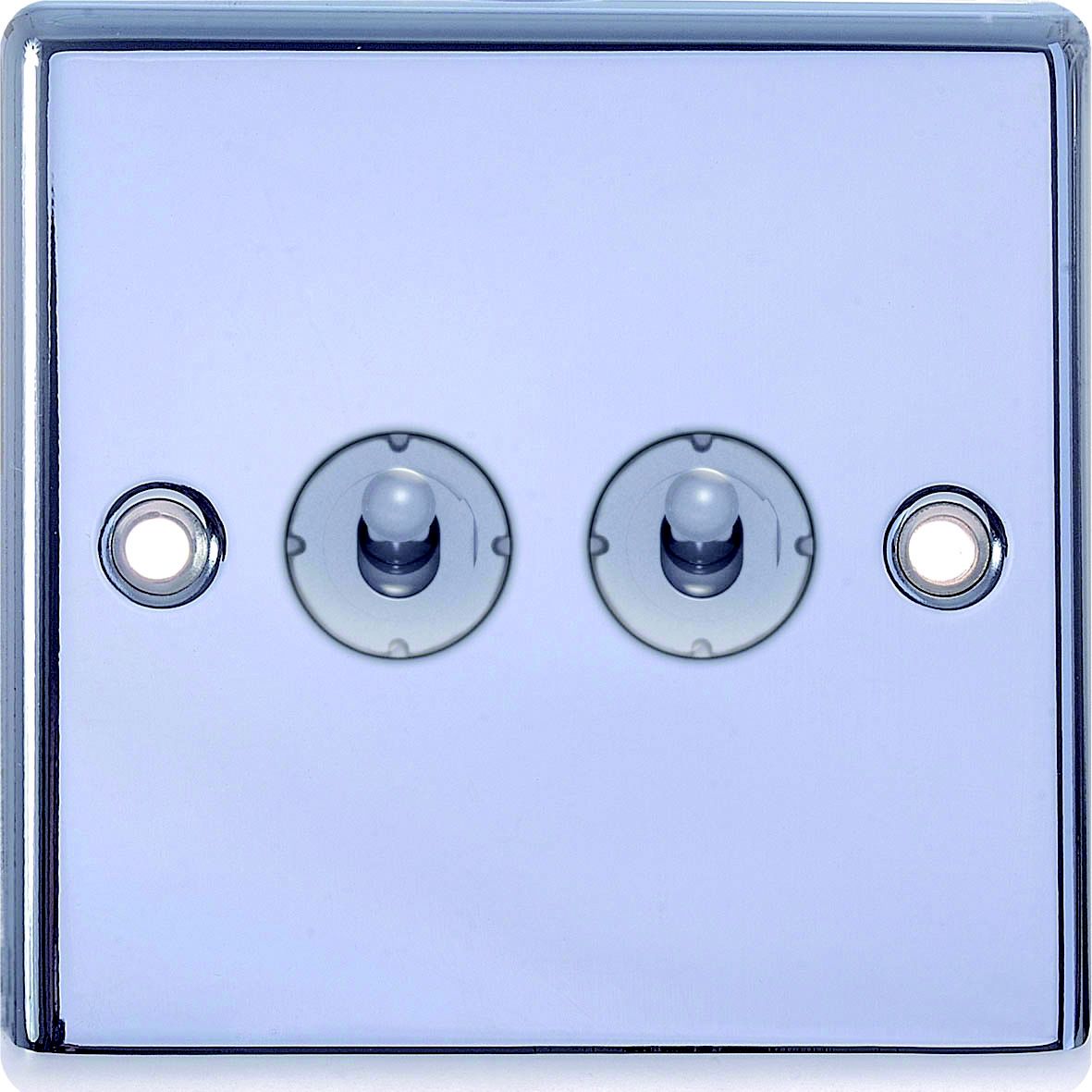 LAP 10A 2 way 2 gang Light Switch Chrome effect