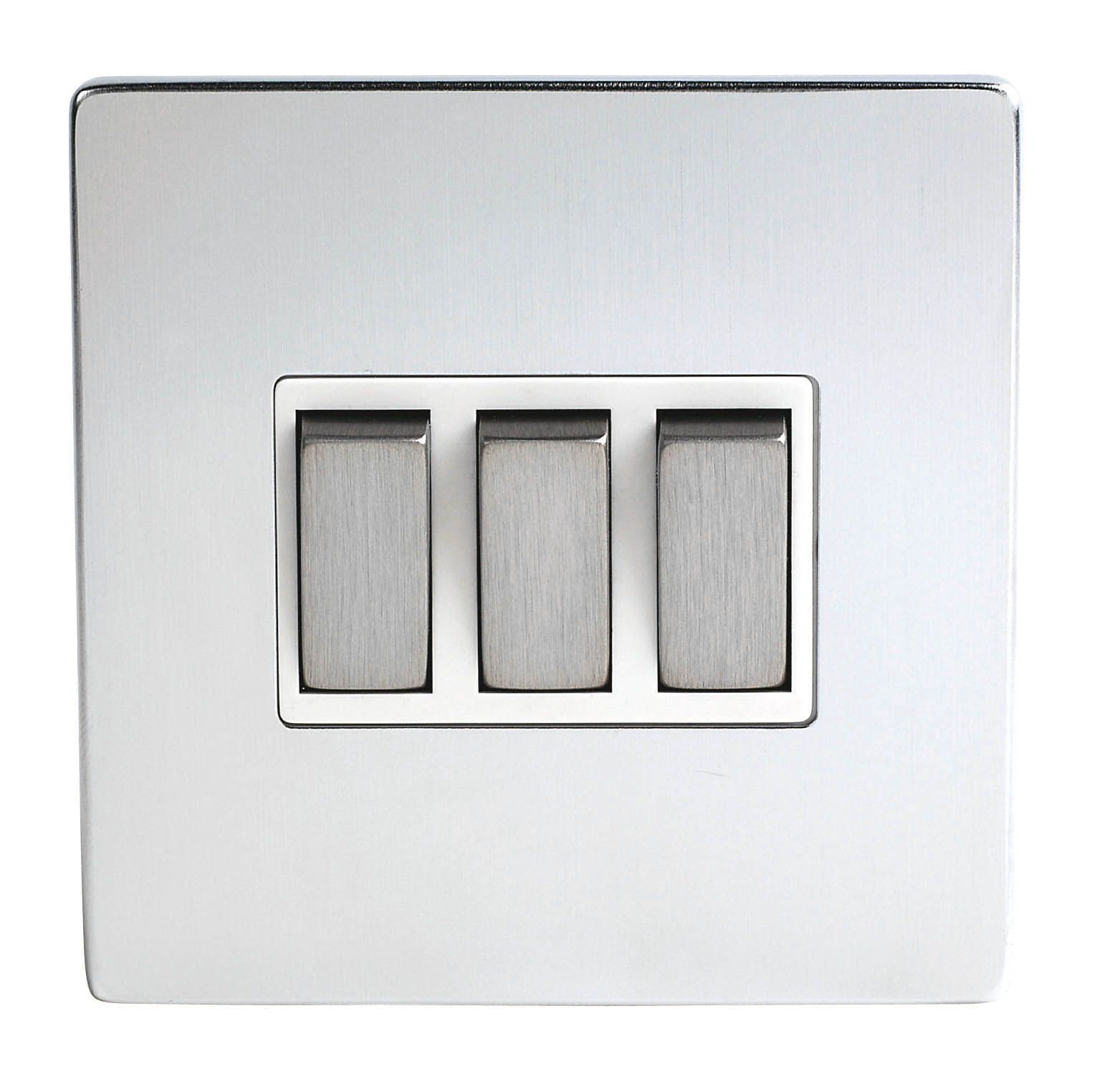 LAP 10A 2 way 3 gang Light Screwless Switch Chrome effect