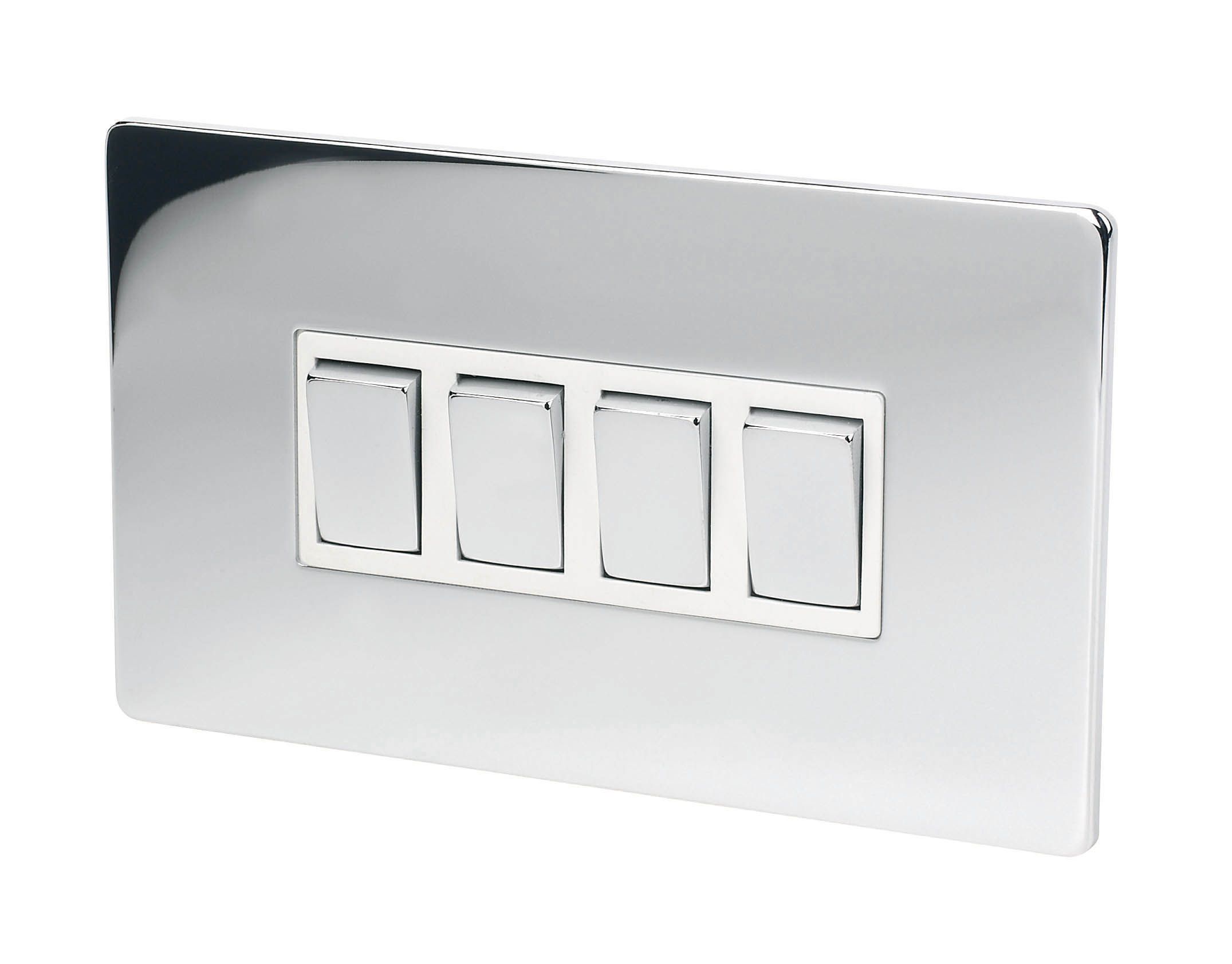 LAP 10A Flat Screwless Intermediate switch Gloss Chrome effect