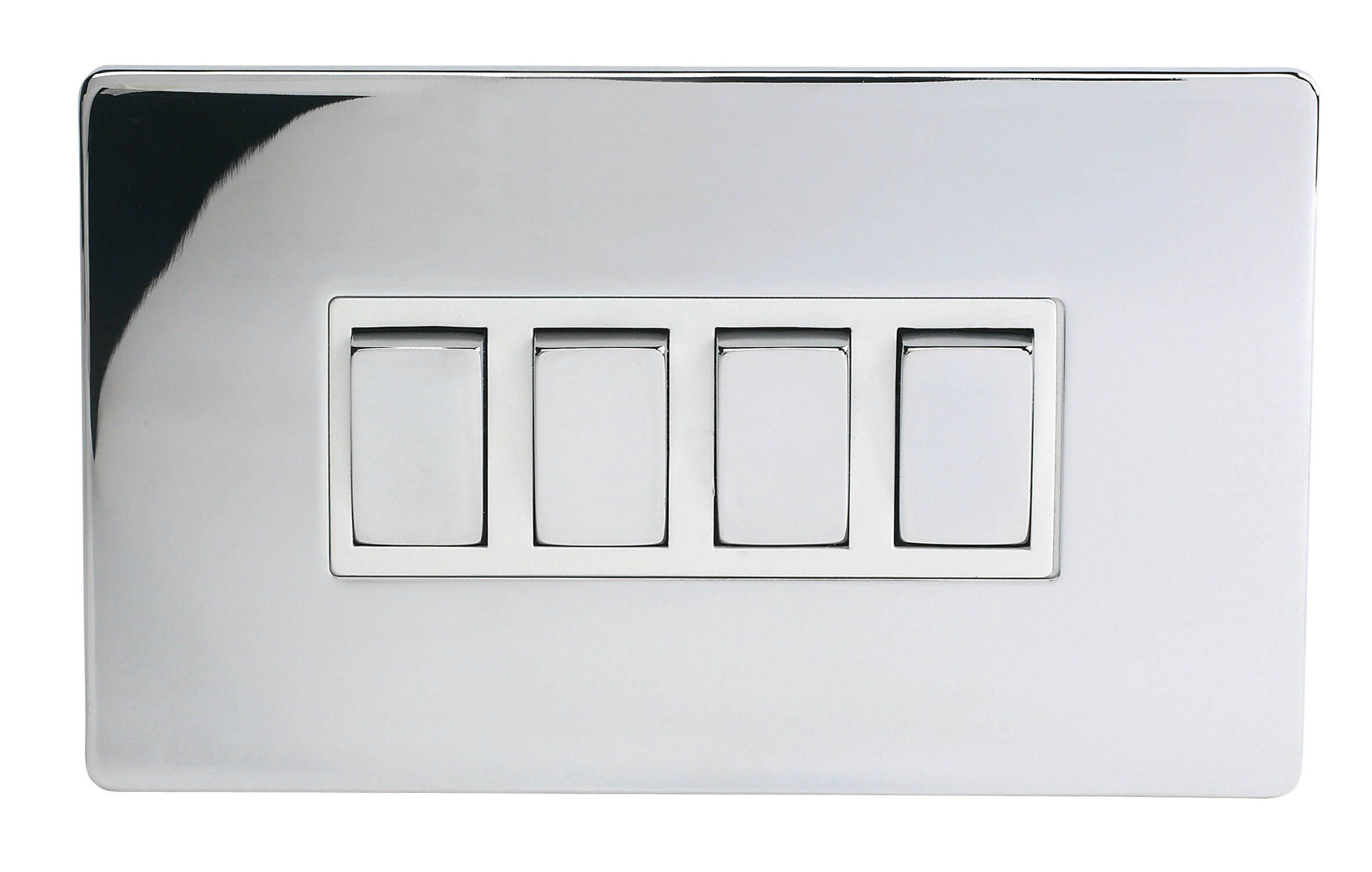 LAP 10A Flat Screwless Intermediate switch Gloss Chrome effect