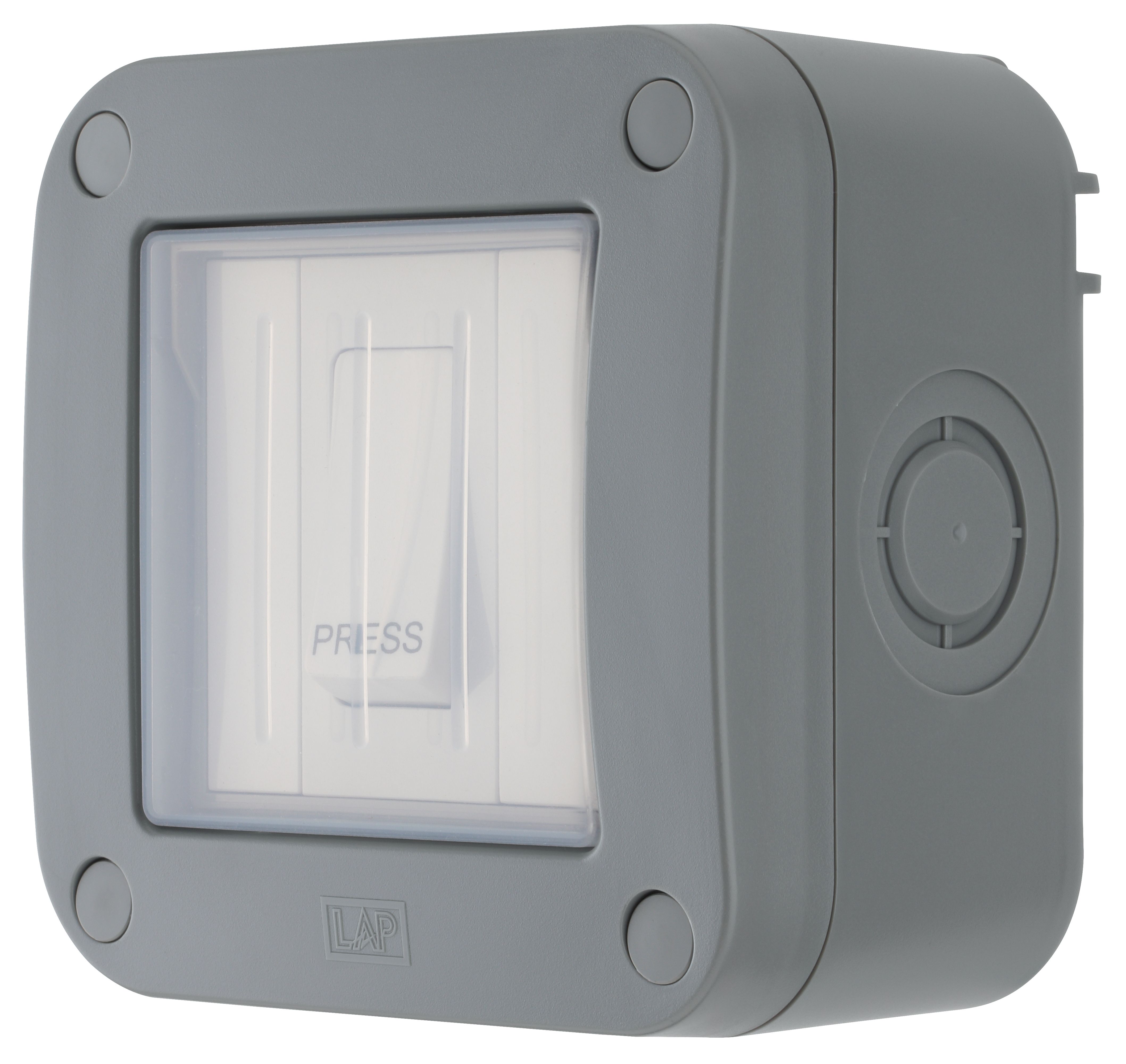 LAP 10A Grey 1 gang Outdoor Weatherproof retractive switch