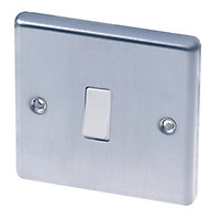 LAP 10A White Stainless steel effect Light Switch