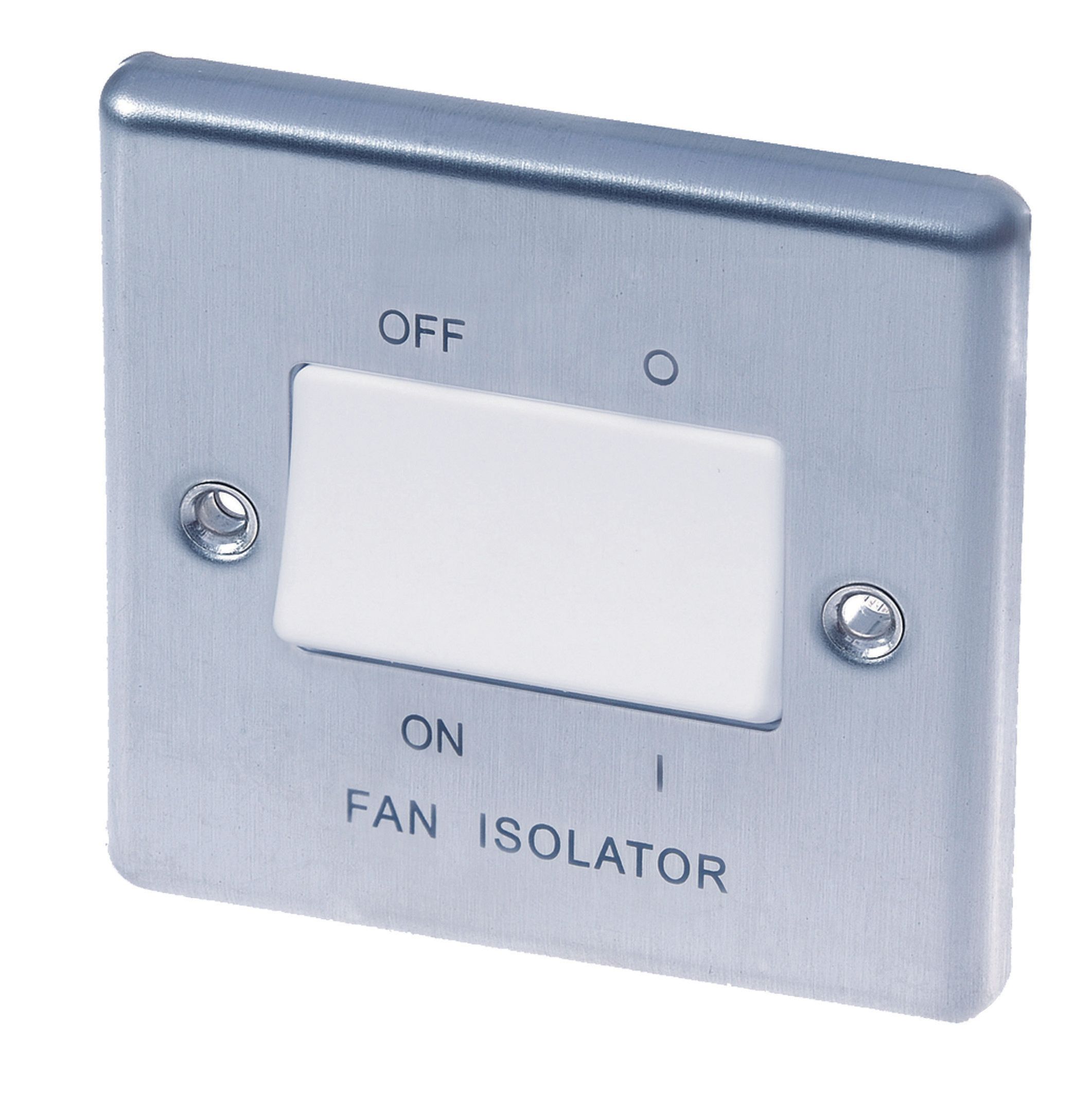LAP 10A White stainless steel effect Single Fan isolator Switch | DIY ...