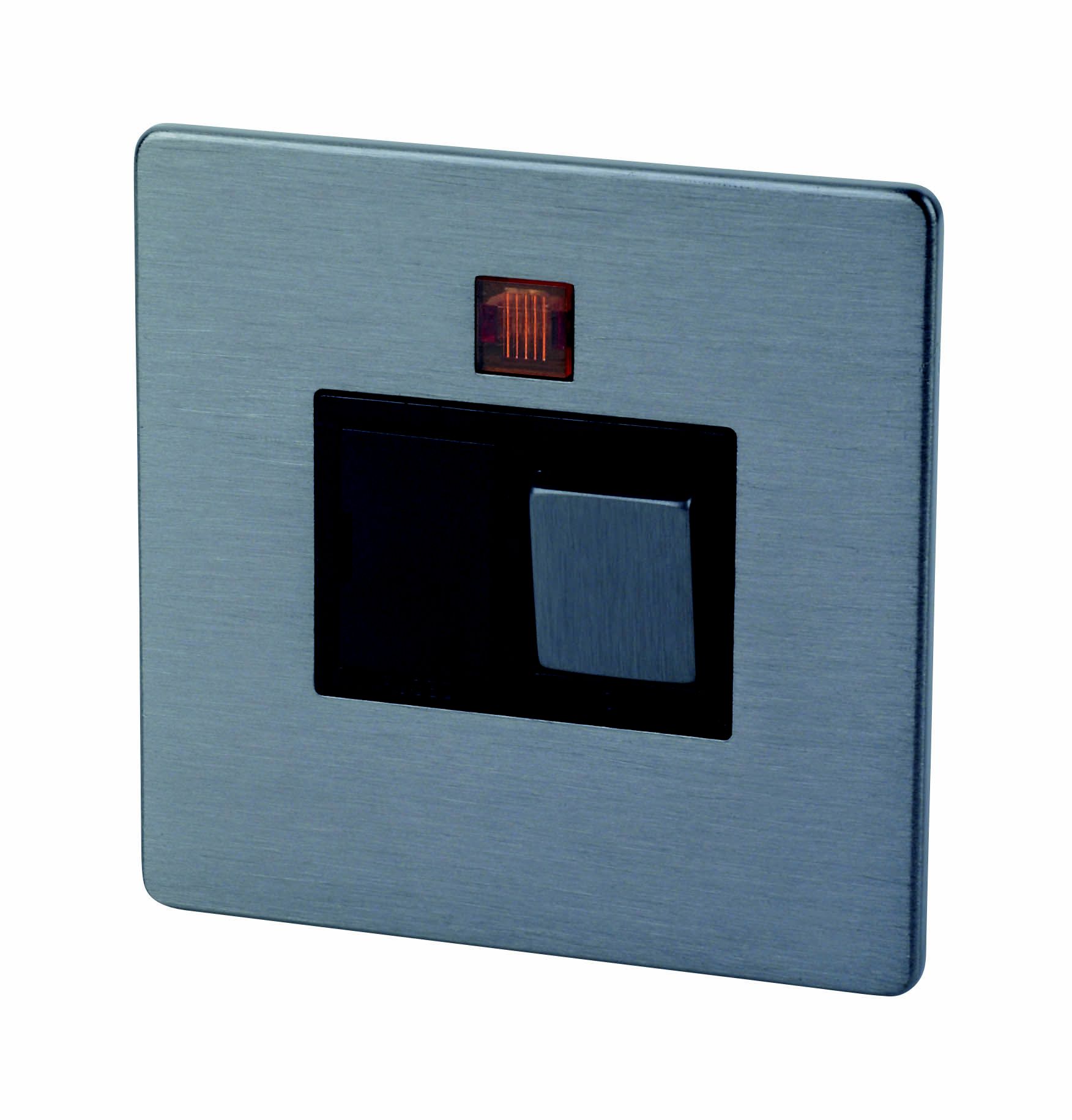LAP 13A 1 gang Flat profile Switched Neon indicator Connection unit Grey