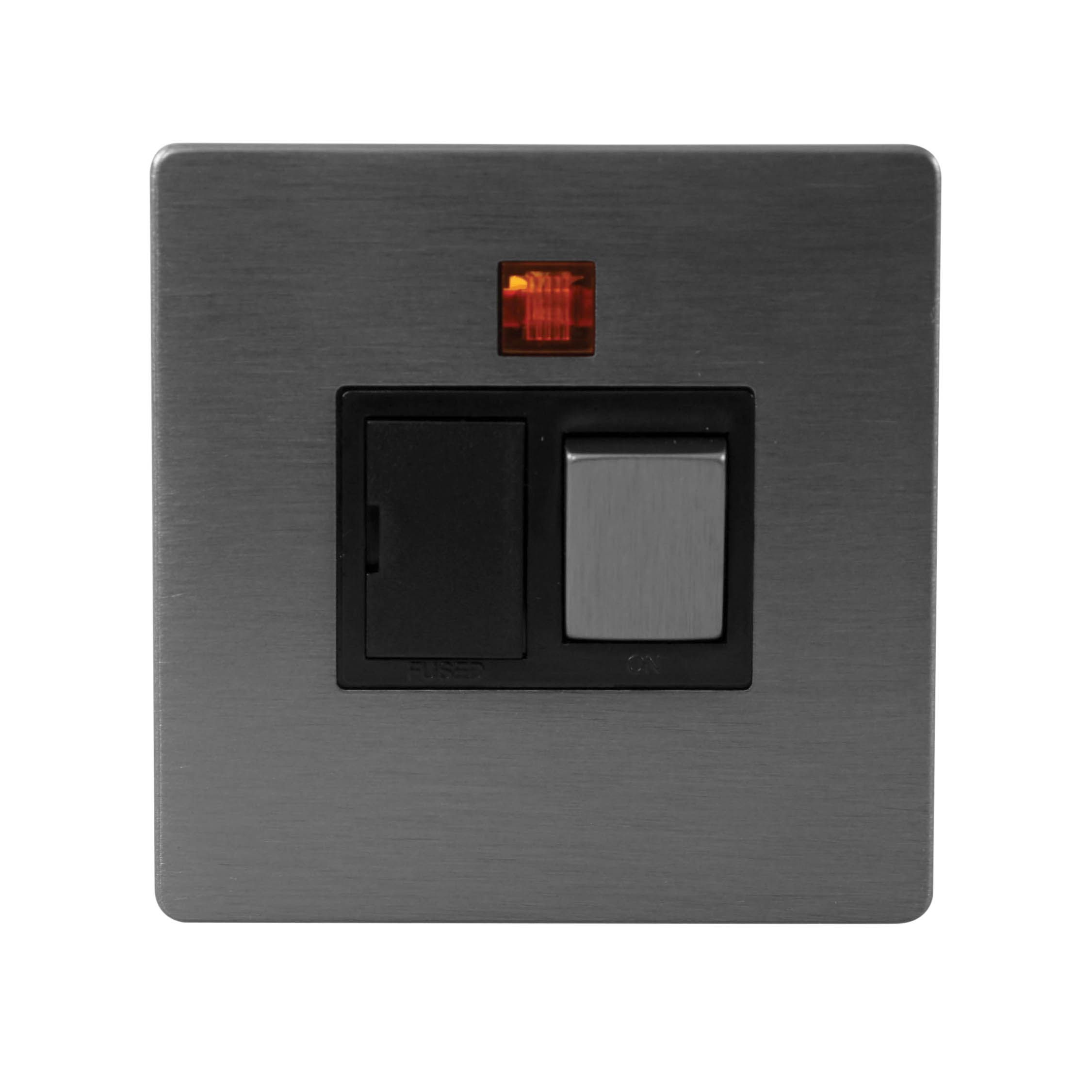 LAP 13A 1 gang Flat profile Switched Neon indicator Connection unit Grey