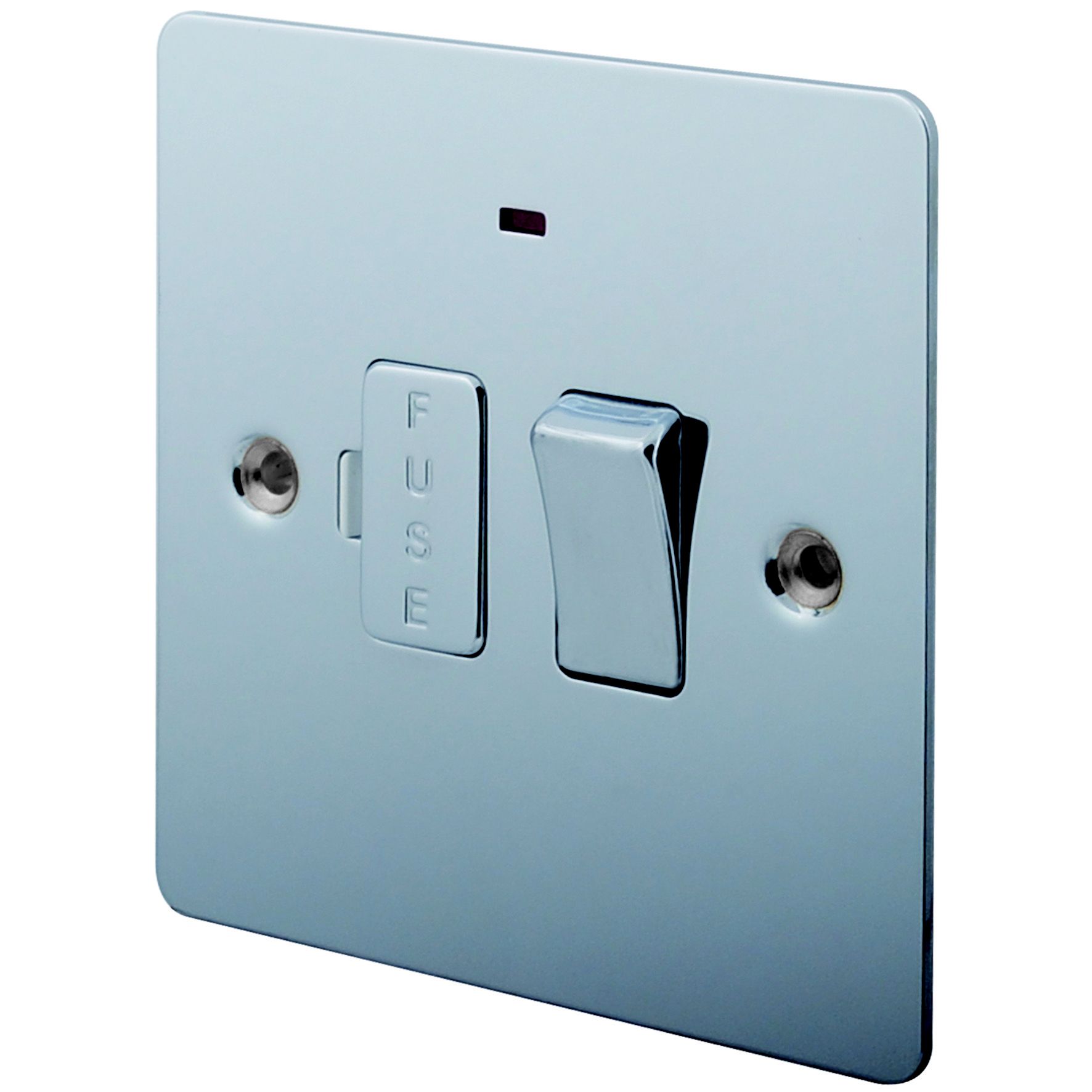 LAP 13A 1 gang Low profile LED indicator Connection unit Chrome effect