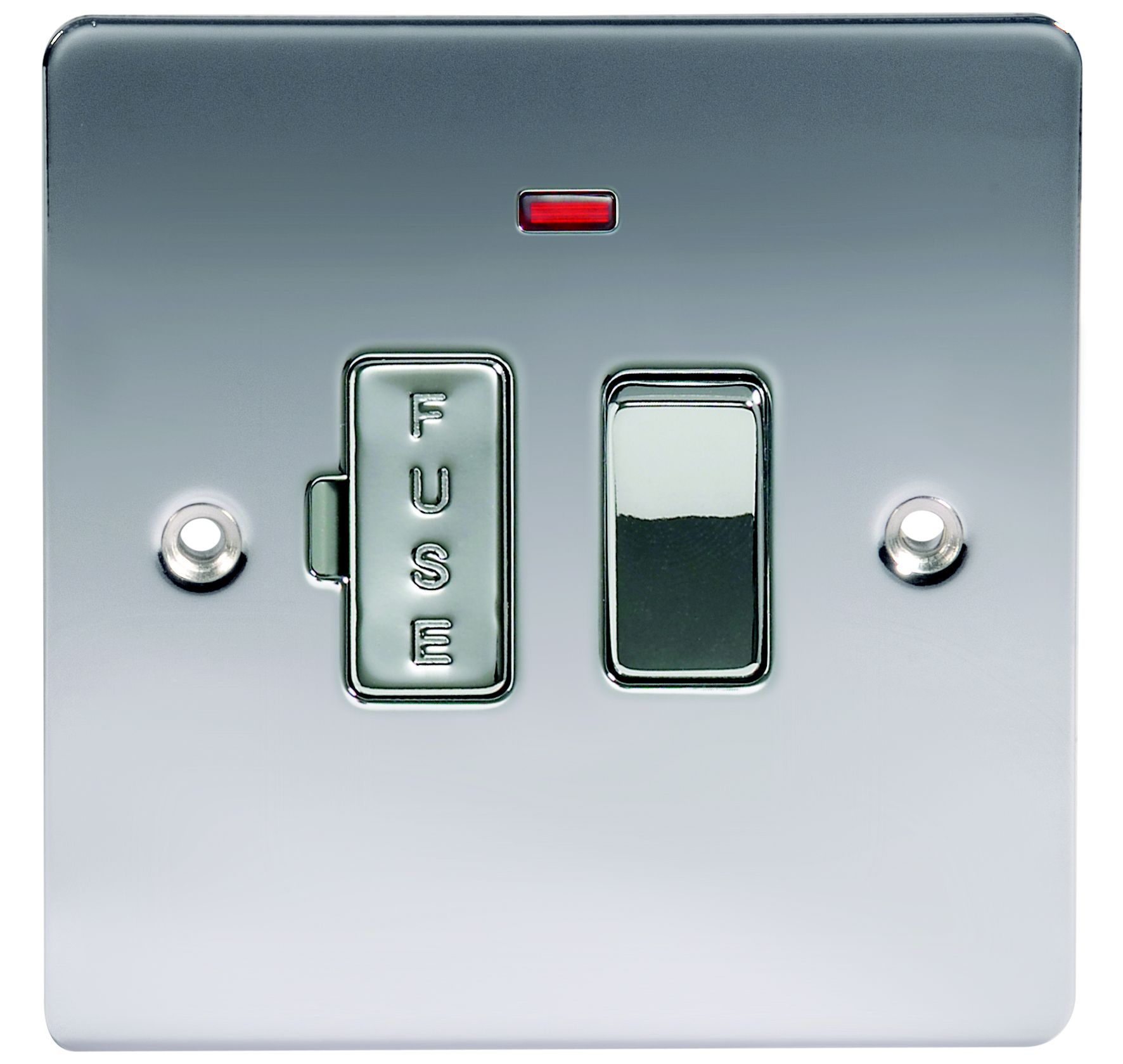LAP 13A 1 gang Low profile LED indicator Connection unit Chrome effect