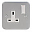 LAP 13A Grey 1 gang Switched Metal-clad switched socket with White inserts