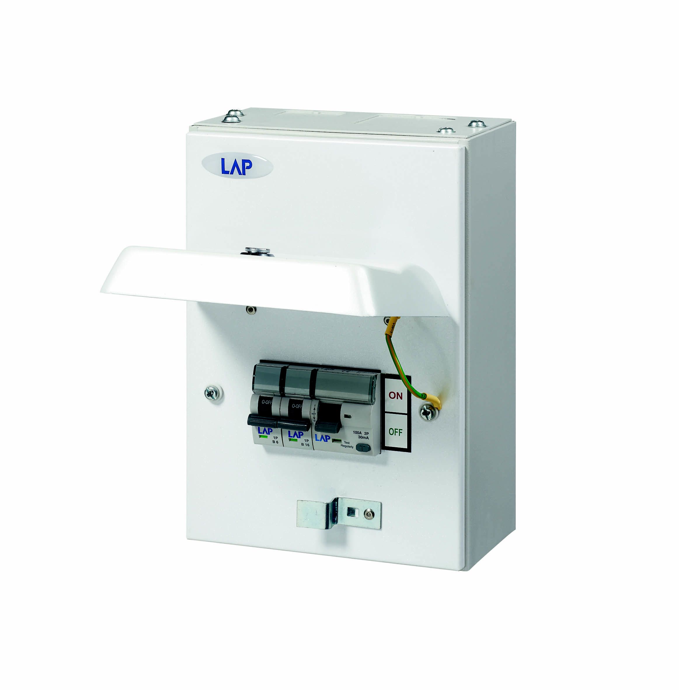 LAP 2-way Garage Consumer unit with 63A mains switch