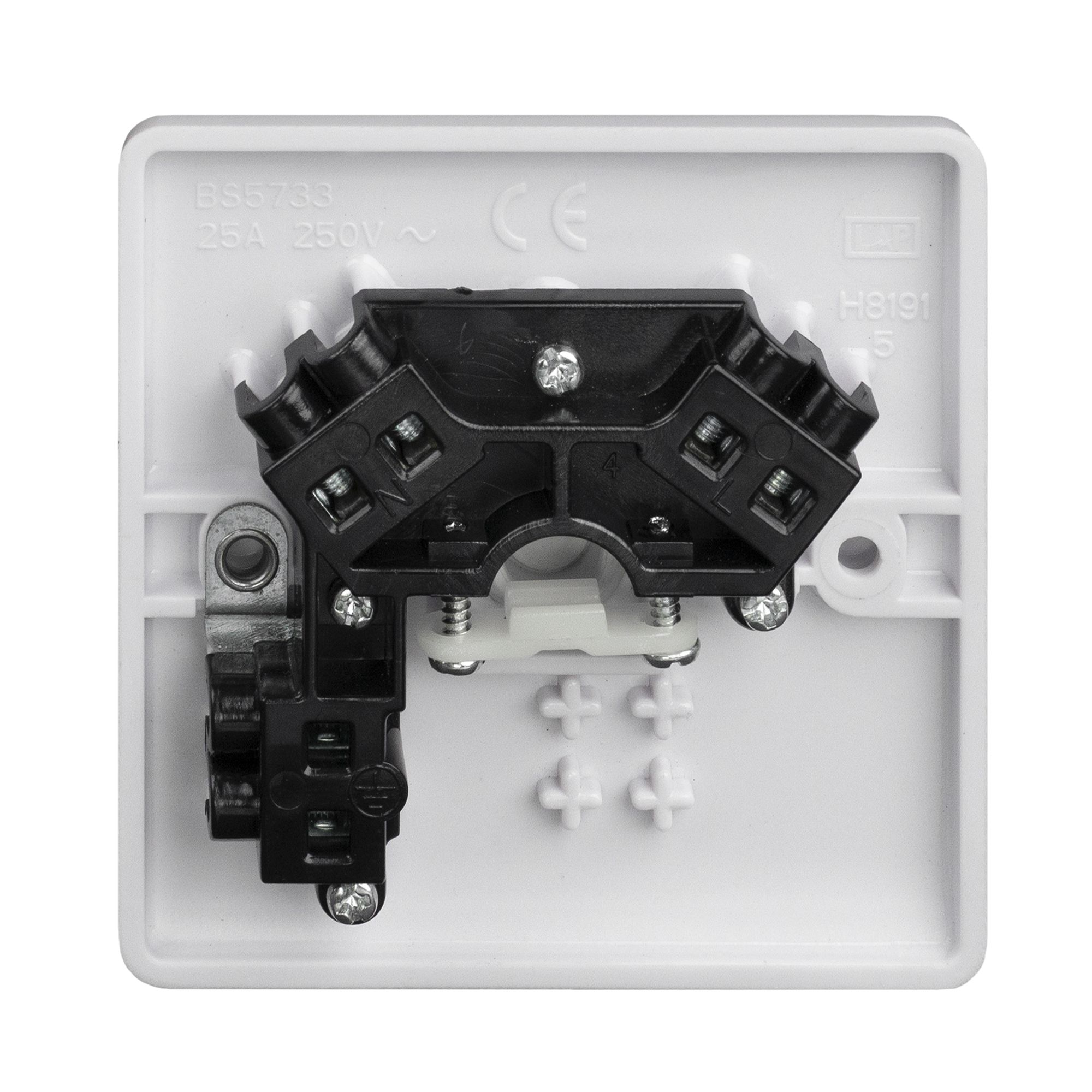 LAP 25A White 1 gang Gloss Plastic Flex outlet White