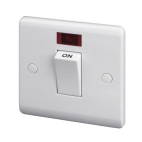 LAP 45A Rocker Raised slim Control switch with LED indicator Gloss White