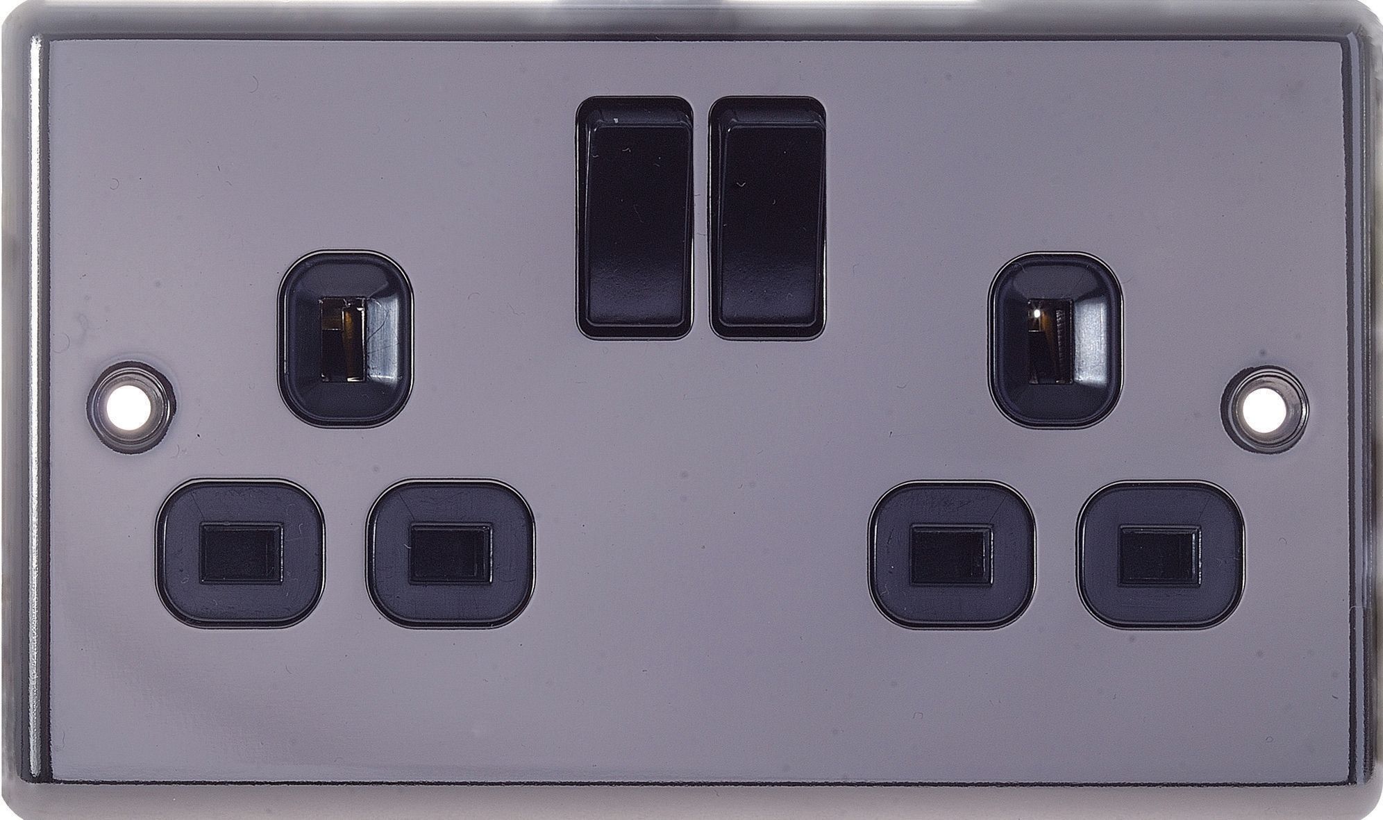 LAP Black 13A Switched Socket with Black inserts
