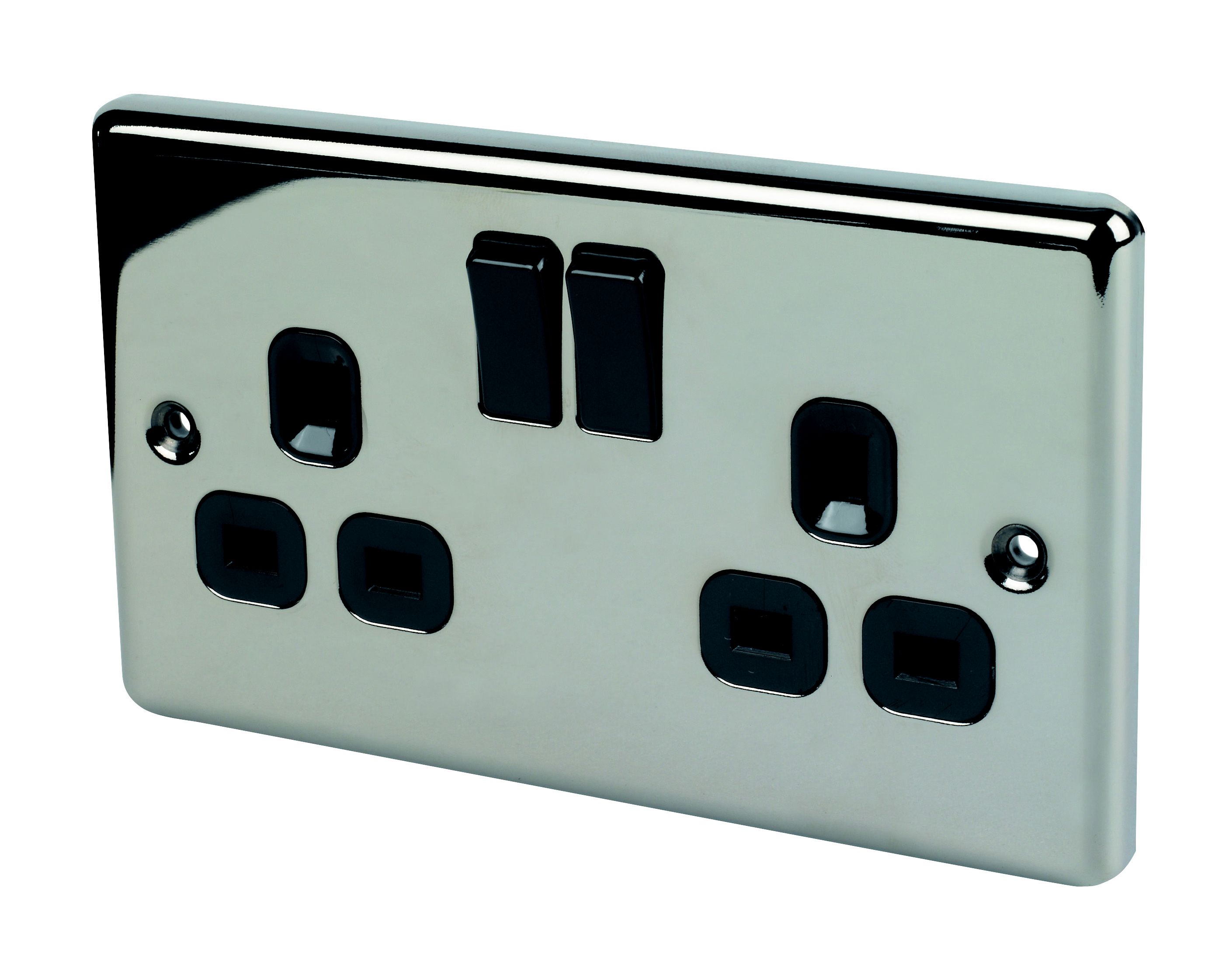 LAP Black 13A Switched Socket with Black inserts