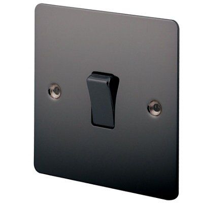 LAP Black Nickel 10A 2 way Flat plate Light Switch