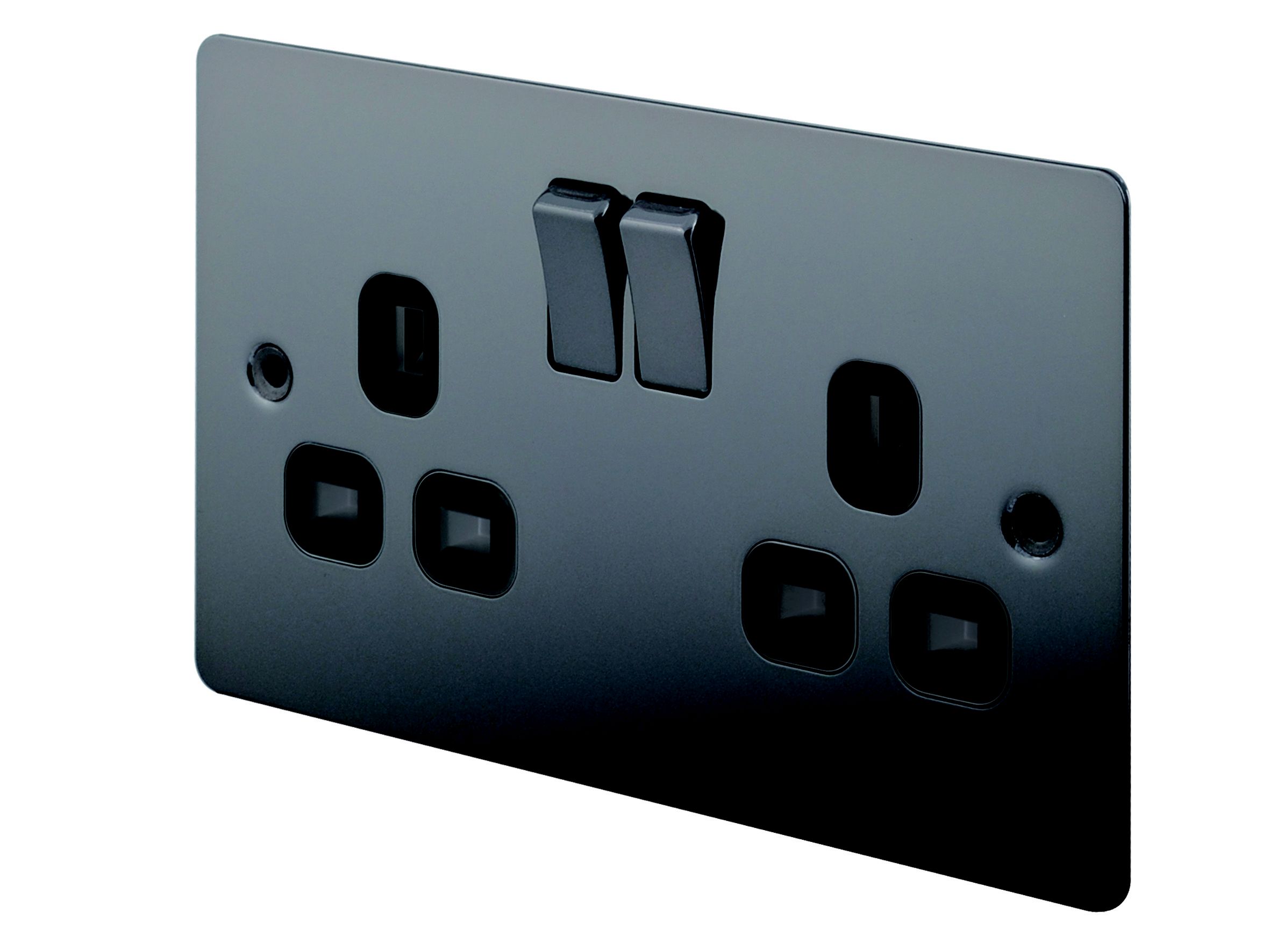 LAP Black Nickel 13A Unswitched socket