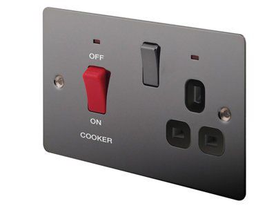 LAP Black Nickel 45A Switched Socket