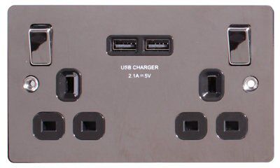 LAP Black nickel effect USB socket, 2 x