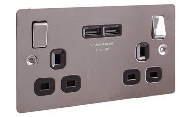 LAP Black nickel effect USB socket, 2 x