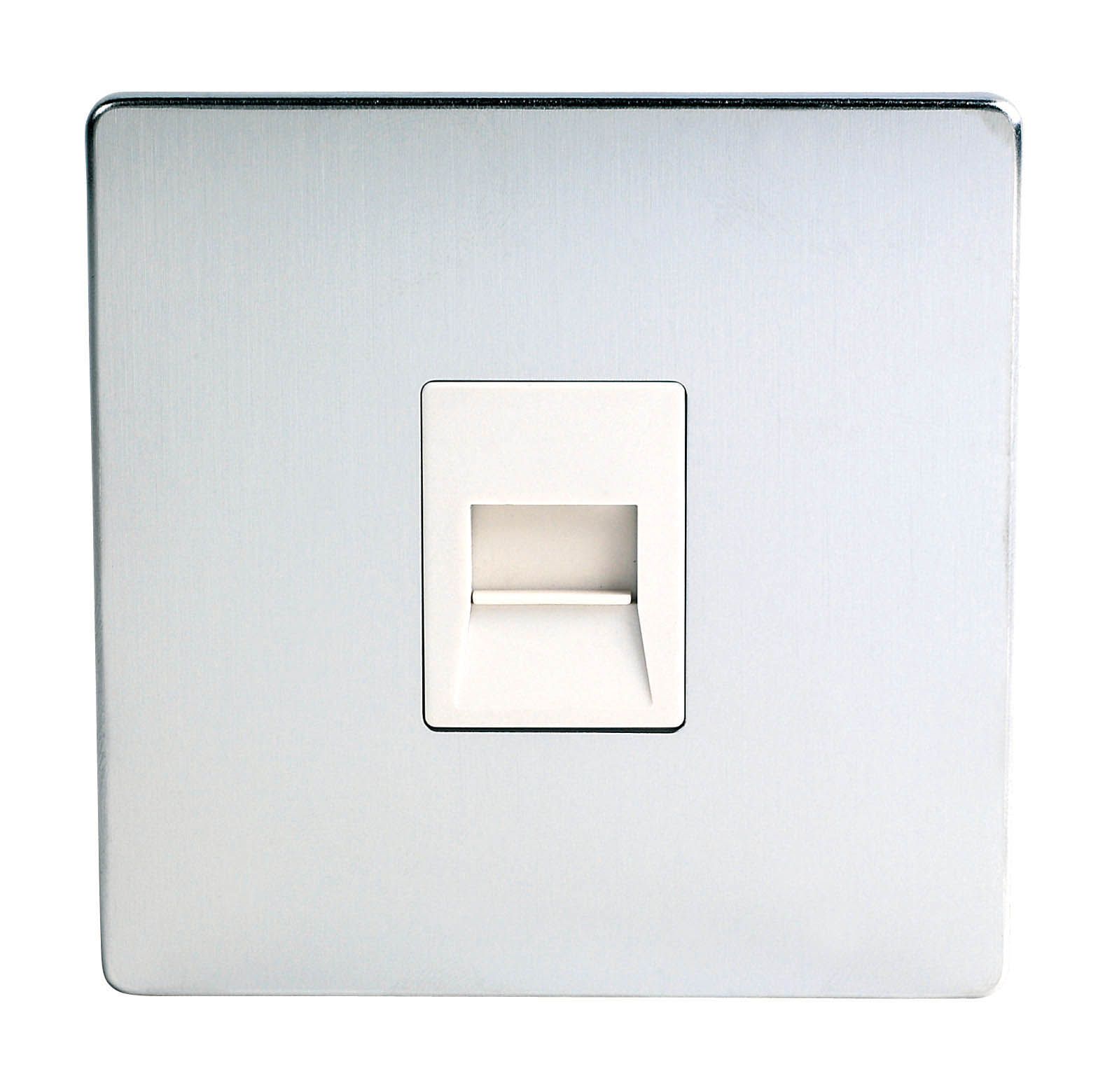 LAP Chrome 1 gang Flat plate Screwless Telephone socket