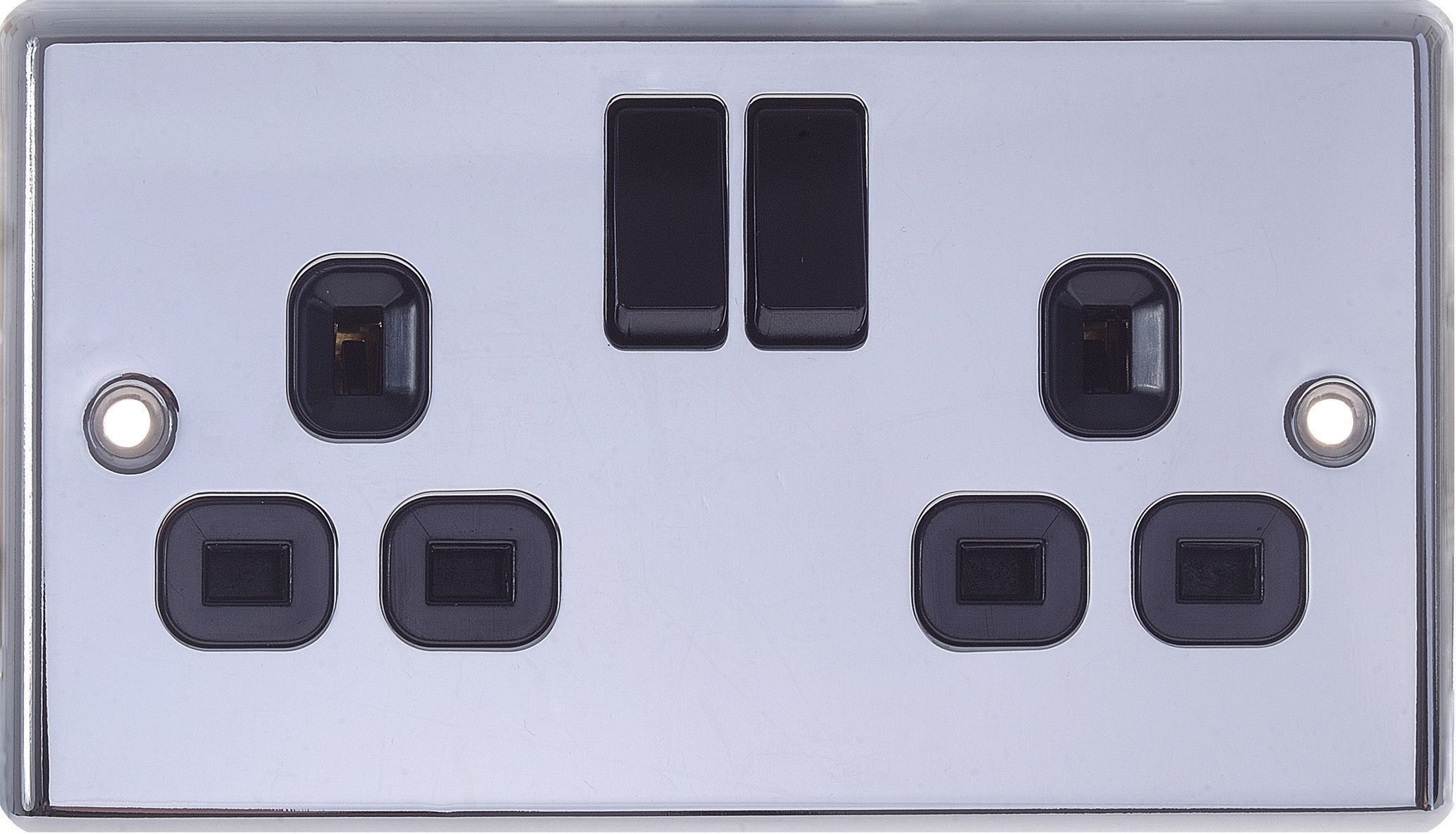 LAP Chrome effect 13A 240V Gloss Black Socket