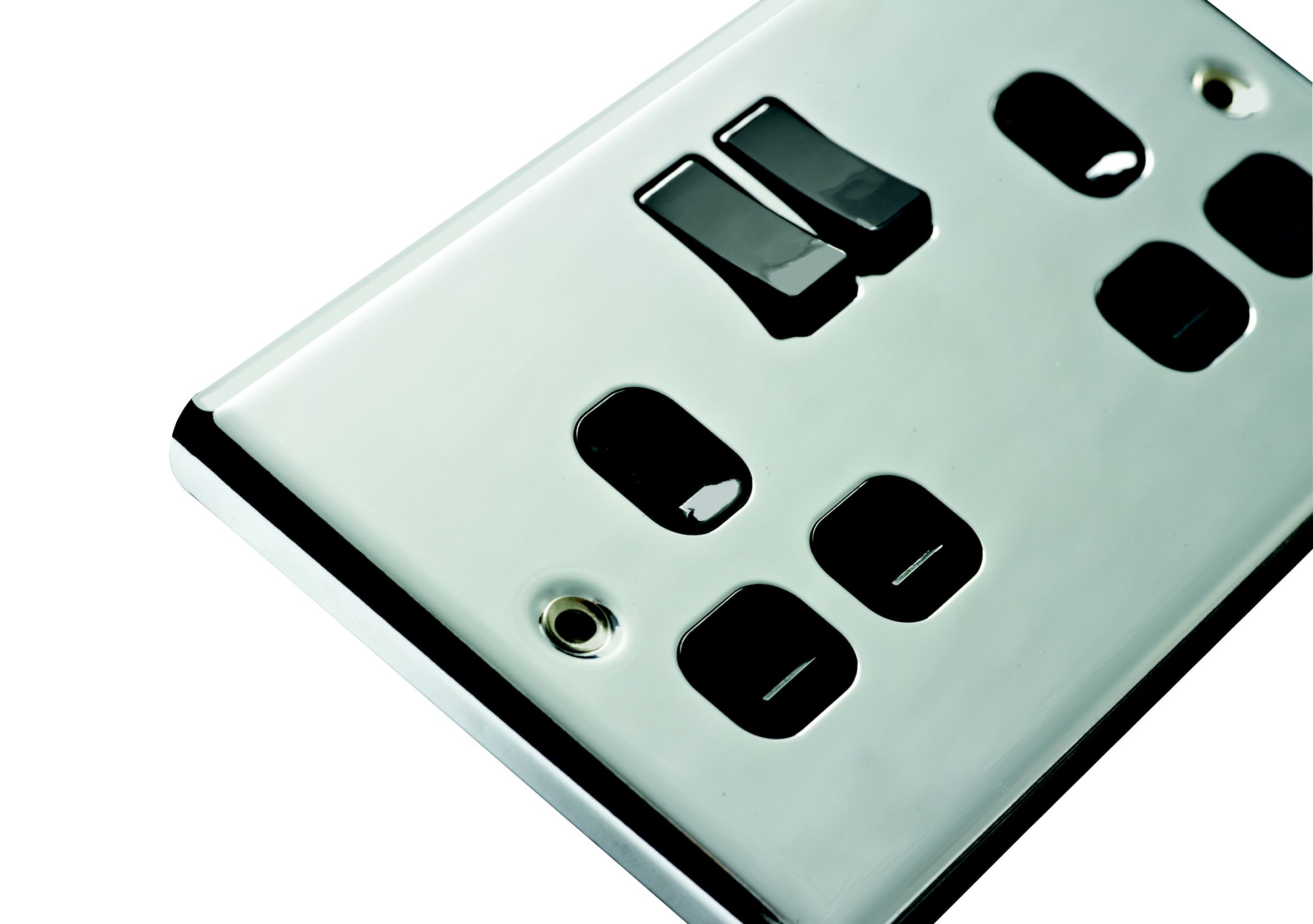 LAP Chrome effect 13A 240V Gloss Black Socket