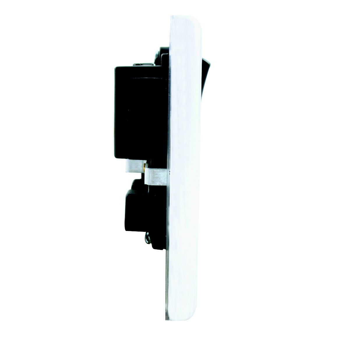 LAP Chrome effect 13A 240V Gloss Silver Socket, Pack of 5