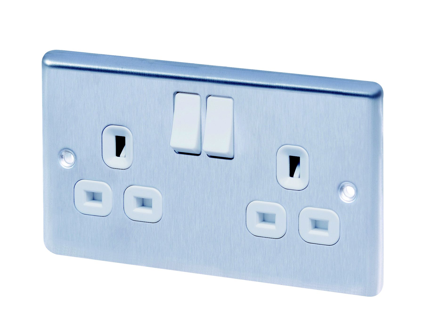LAP Chrome effect 240V Gloss Silver Socket, Pack of 5
