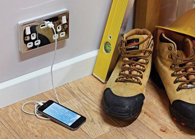 LAP Chrome effect USB socket, 2 x