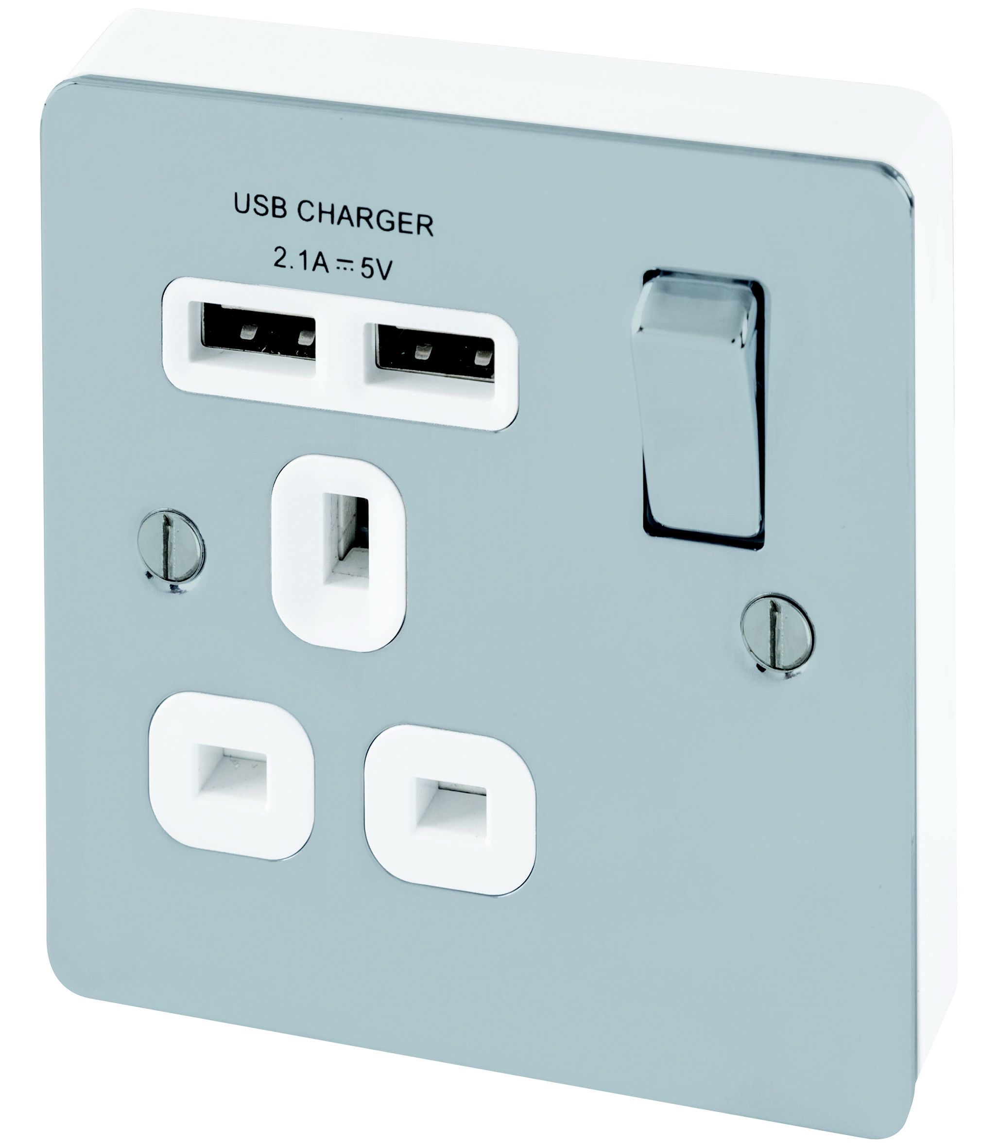 LAP Chrome effect USB socket, 2 x