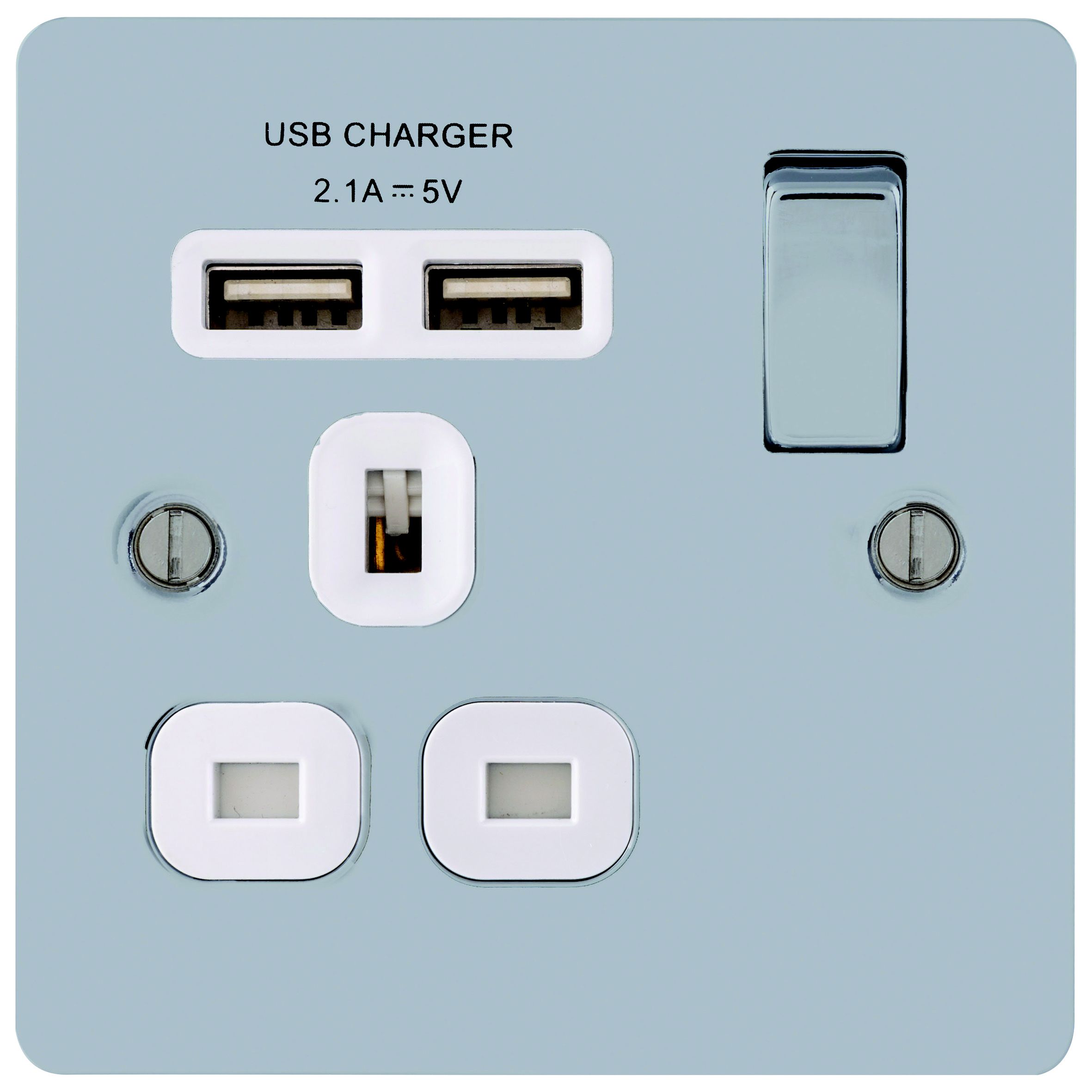LAP Chrome effect USB socket, 2 x