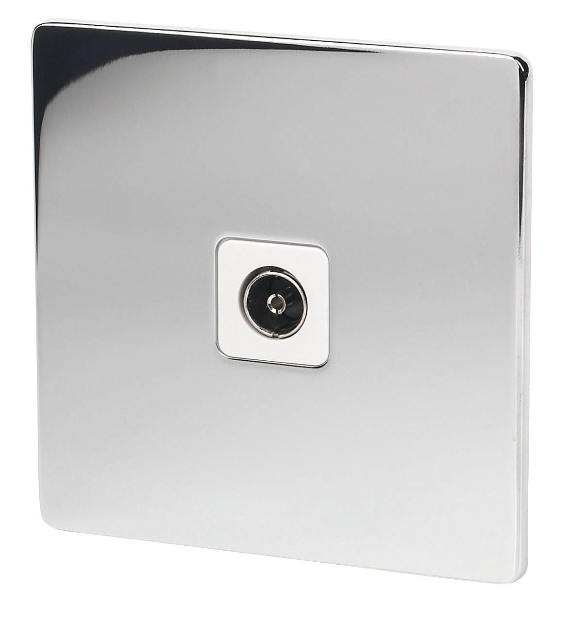 LAP Chrome Flat plate Screwless Coaxial socket of 1