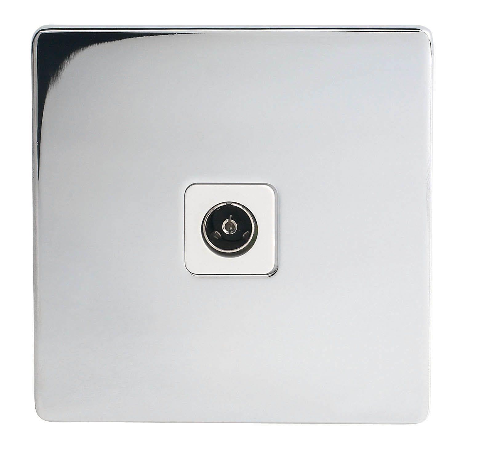 LAP Chrome Flat plate Screwless Coaxial socket of 1