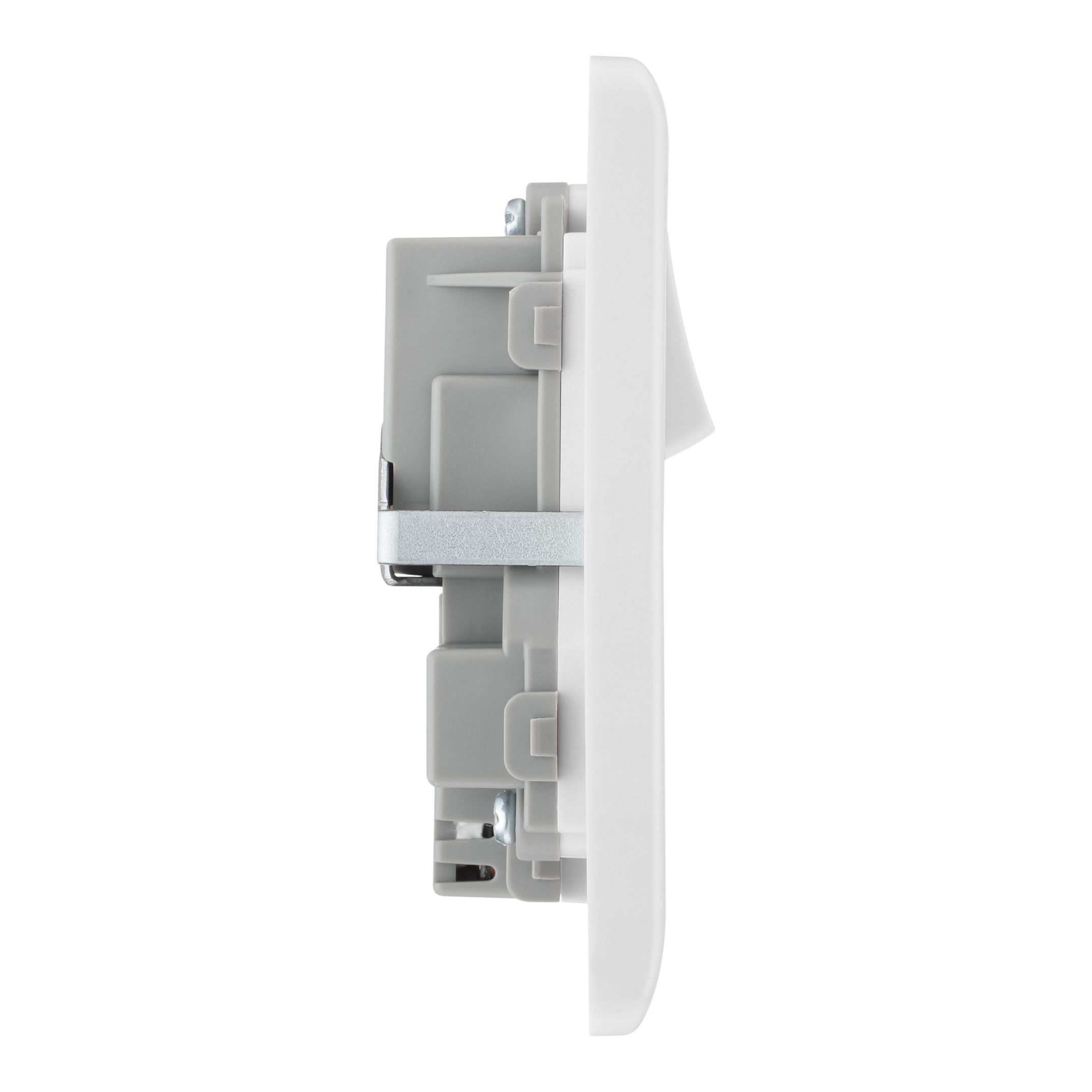 LAP Double 13A 12W Raised rounded Switched Screwed Socket with USB, x2