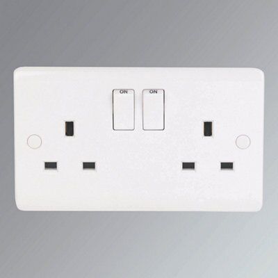 LAP Double 13A Switched socket & Colour matched inserts, Pack of 5