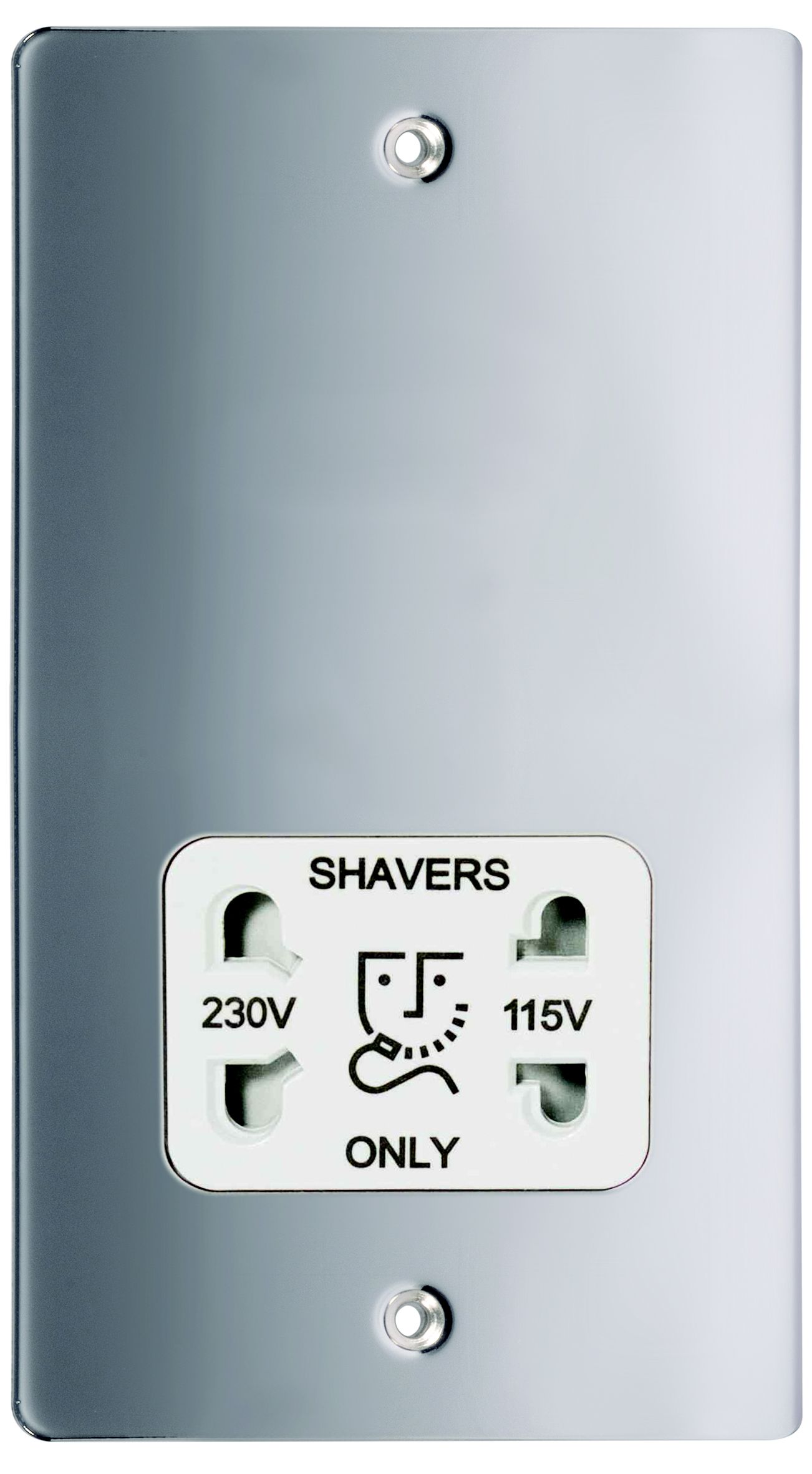 LAP Flat Screwed Shaver socket Chrome effect