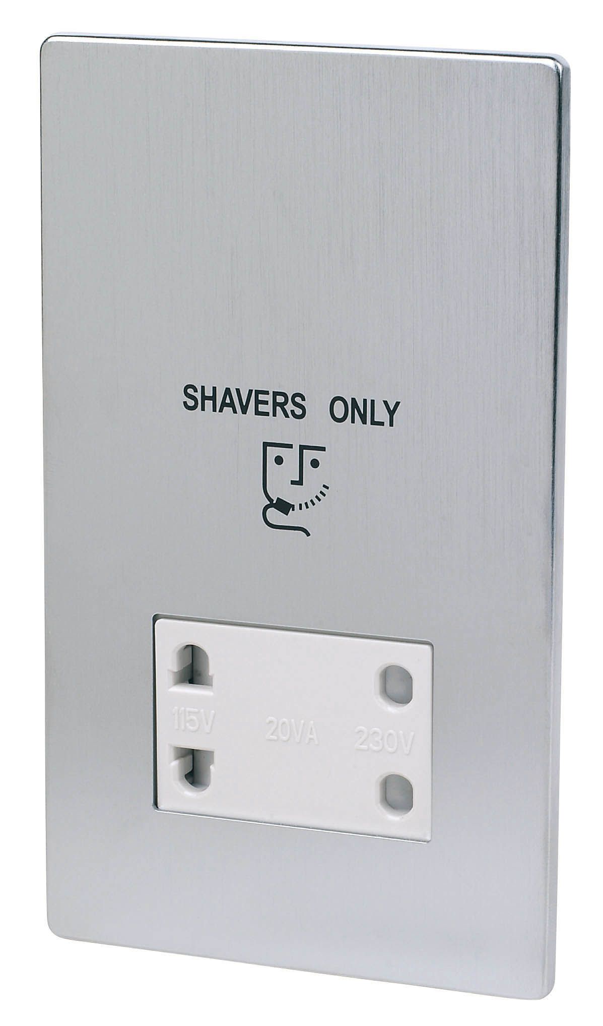 LAP Flat Screwless Shaver socket Chrome effect