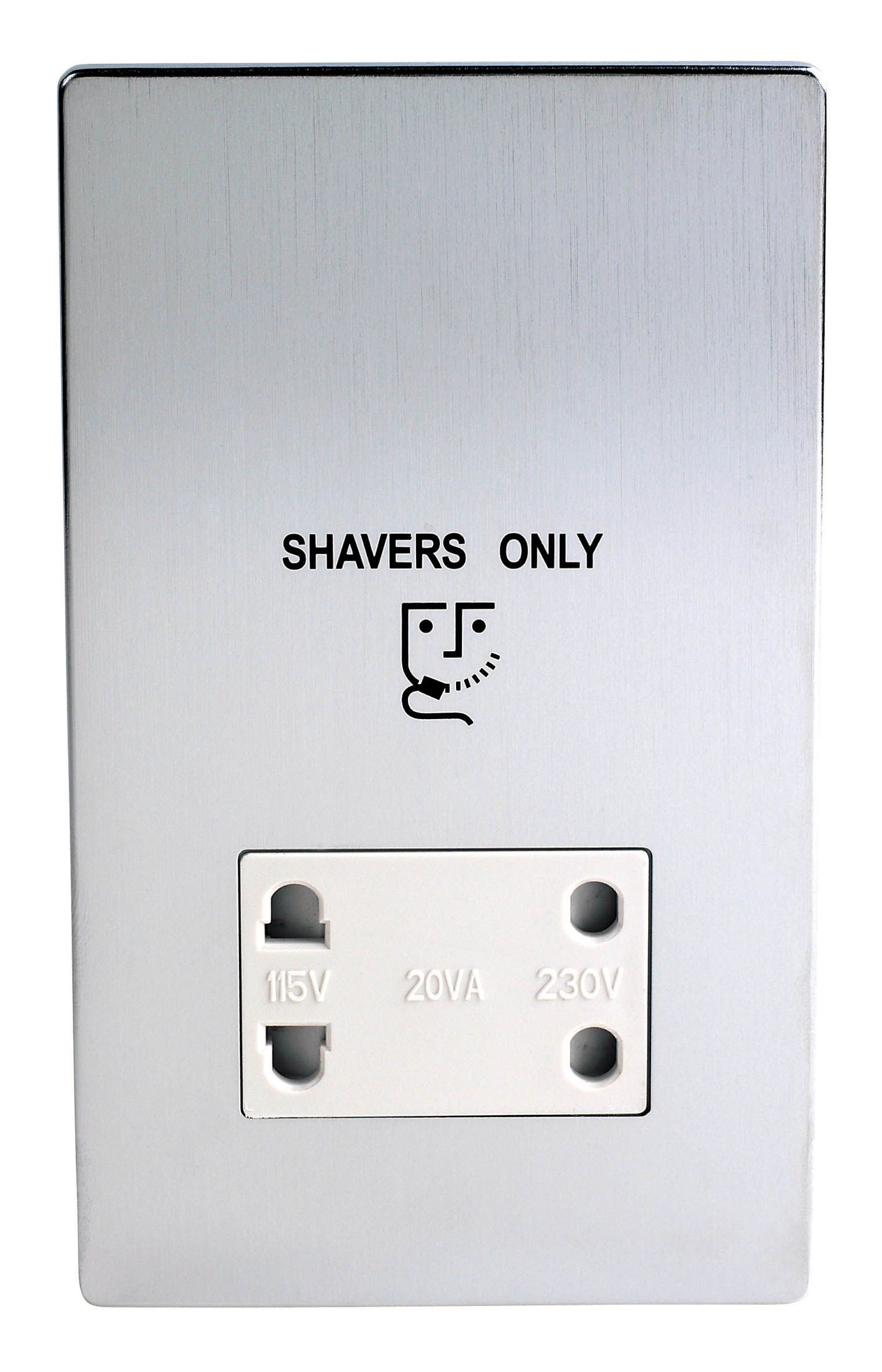 LAP Flat Screwless Shaver socket Chrome effect
