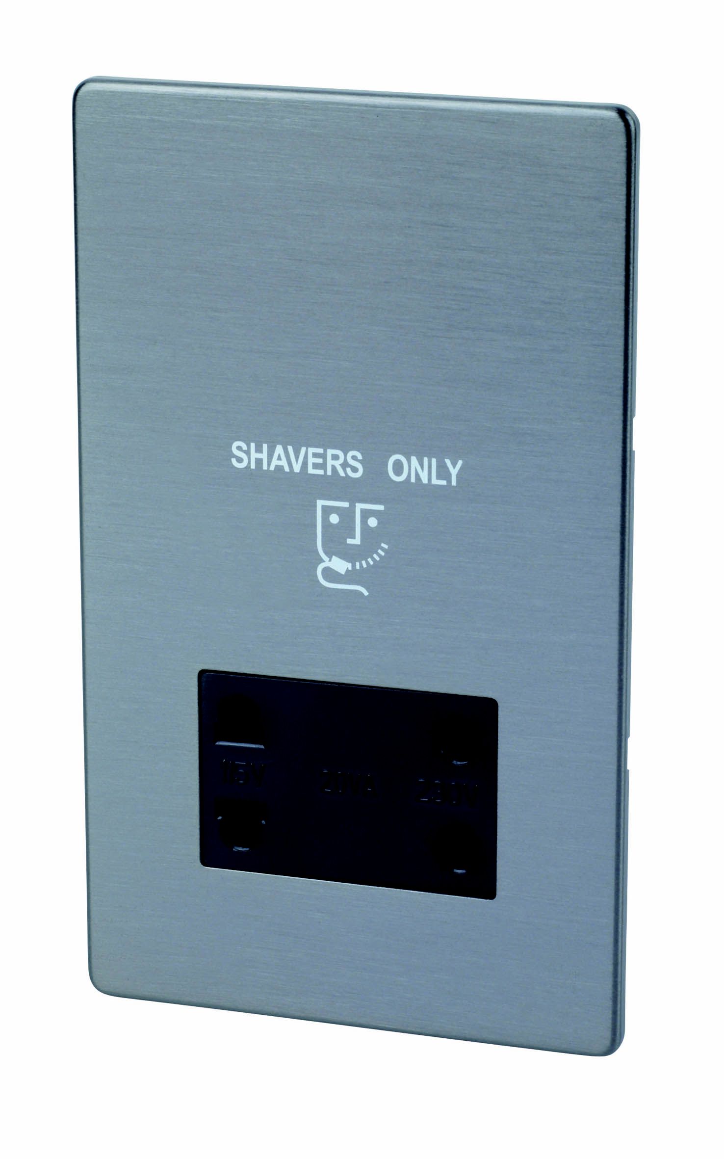 LAP Flat Screwless Shaver socket Grey Slate effect