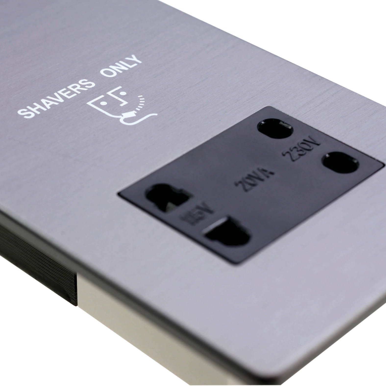 LAP Flat Screwless Shaver socket Grey Slate effect