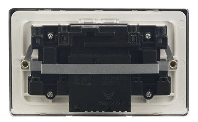 LAP Flat Switched Screwless Socket with USB, x2 & White inserts