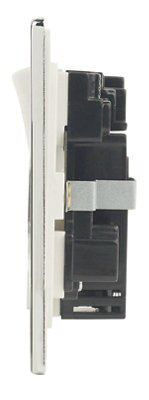 LAP Flat Switched Screwless Socket with USB, x2 & White inserts