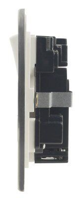 LAP Flat Switched Screwless Socket with USB, x2 & White inserts
