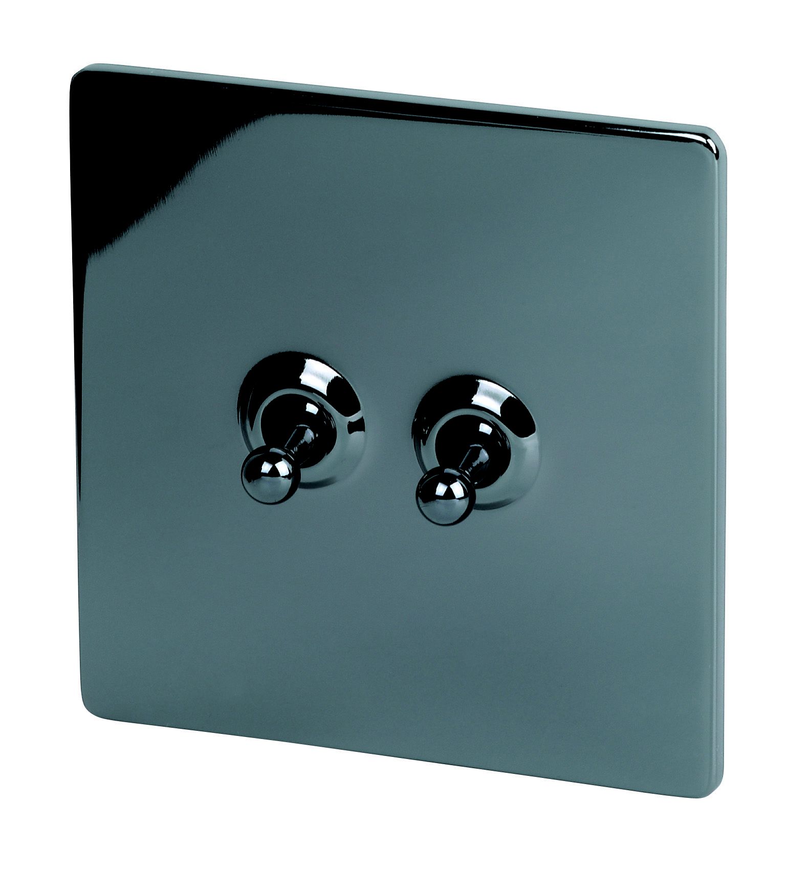 LAP Nickel 10A 2 way 2 gang Flat plate Switch