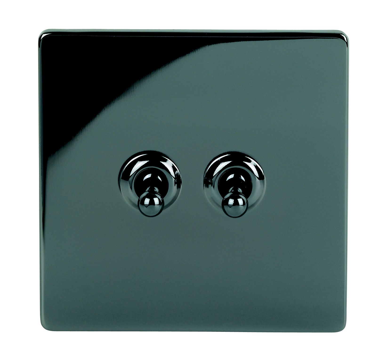 LAP Nickel 10A 2 way 2 gang Flat plate Switch