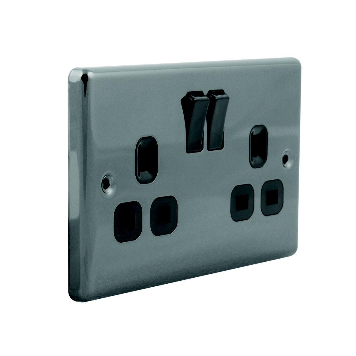 LAP Nickel effect 240V Black Socket, Pack of 5