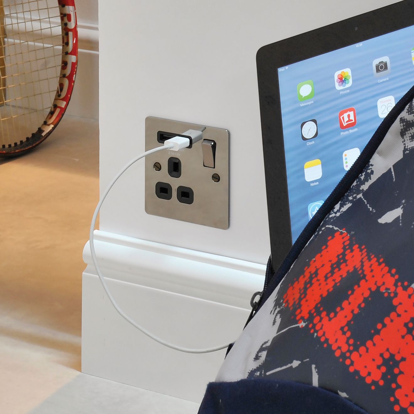 LAP Nickel effect USB socket, 2 x